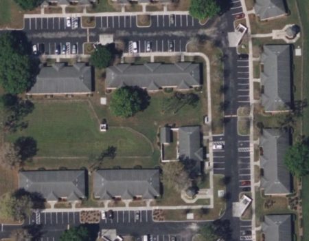 Overhead drone show of a gated community.