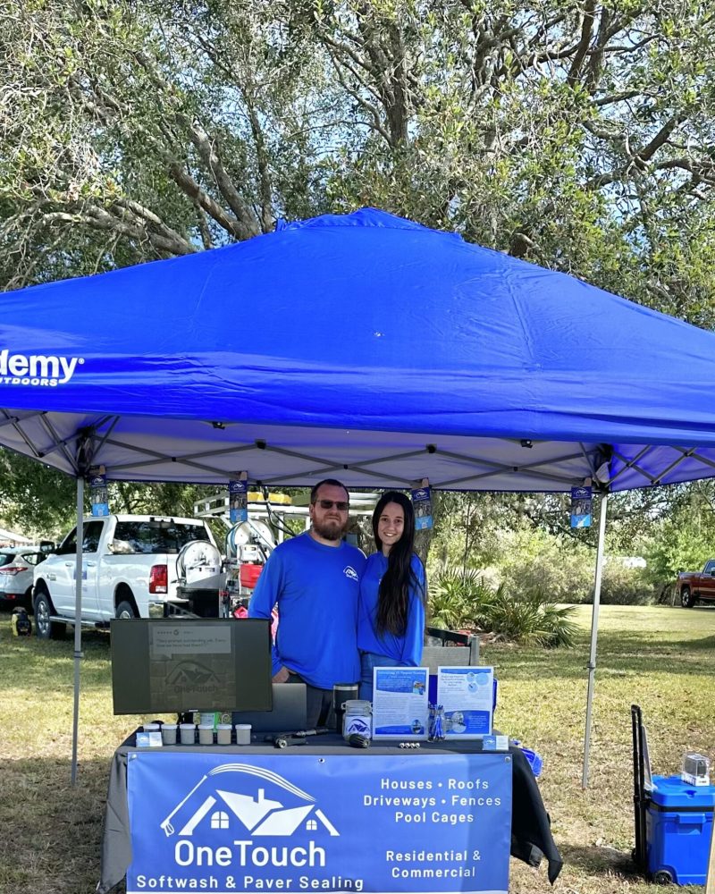 Owner Brett Horton proudly representing his company, One Touch Soft Wash & Paver Sealing at a local event.